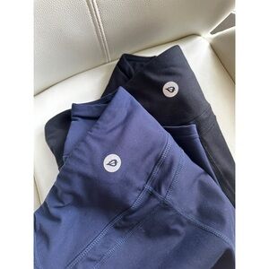 BALEAF Women's Fleece Lined Leggings, Large, Black and Blue